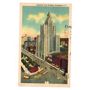 Industrial Trust Building Providence RI Vintage Postcard 1940s Era Historic Art